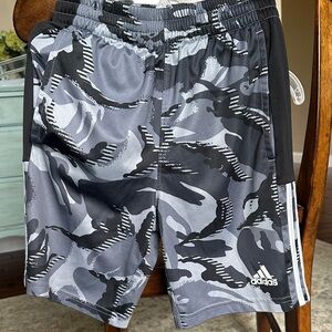 Adidas Kids Black and Gray Camouflage Shorts